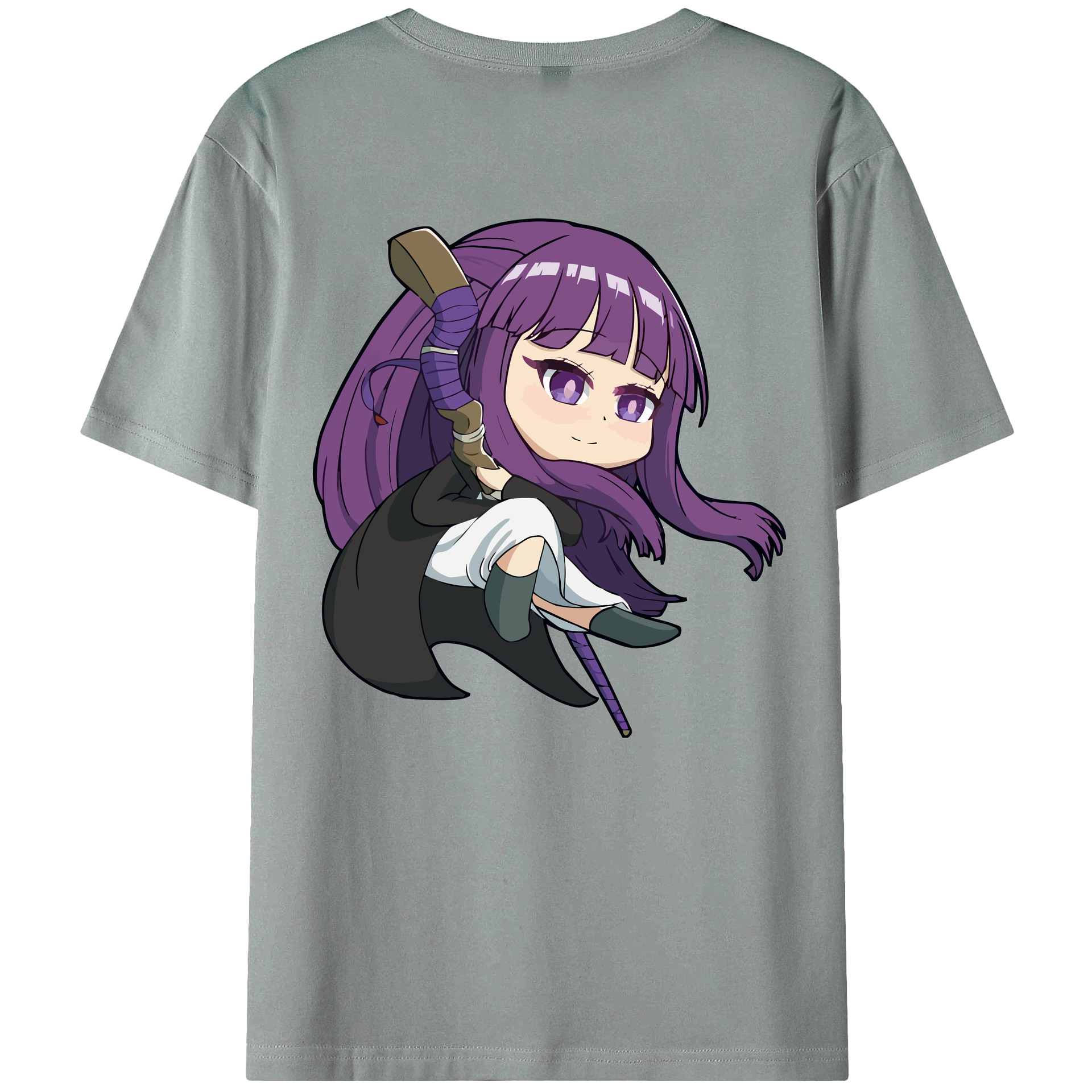 （画像用） 葬送のフリーレン Frieren 綿100％ メンズ半袖Tシャツ（バックプリント） 通気性